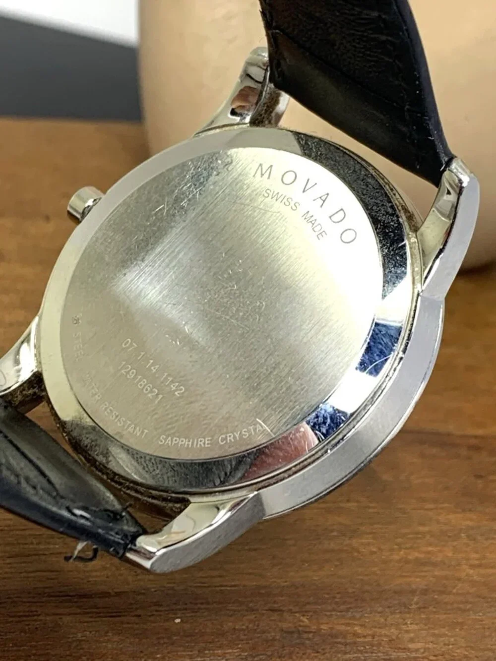 Movado Men's Watch 0606502 Museum Swiss Quartz Black Dial Leather Band 40mm